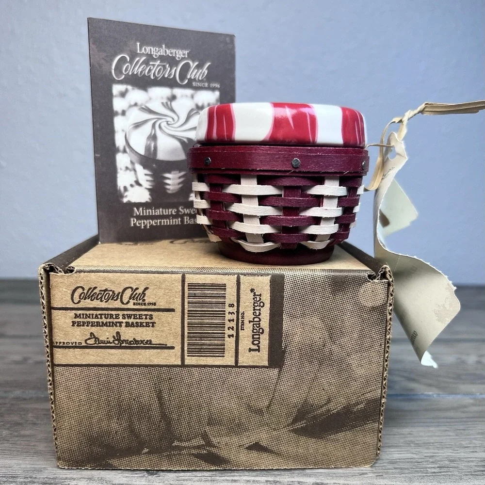 Longaberger 2012 Collectors Club Miniature Sweets Peppermint Basket Set NIB